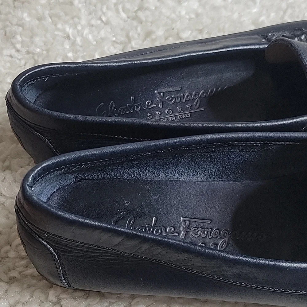 Salvatore ferragamo Ganachi navy leather driving loafers/shoes size 7 - Picture 13 of 16